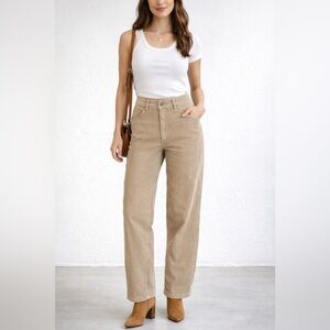 Coldwater Creek Corduroy Pants Women Size 8 Beige Straight Leg Mid Rise Classic